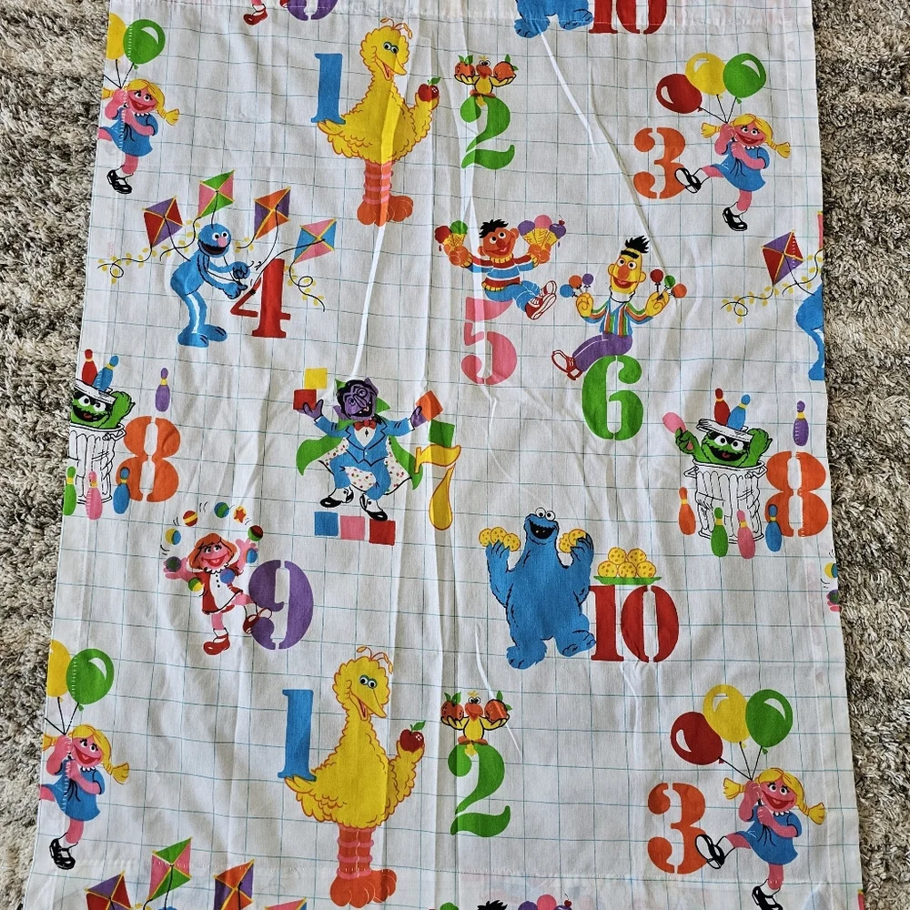 Vtg SESAME STREET Replacement Long Valance Or Curtain 41 x 53 Numbers JP Stevens